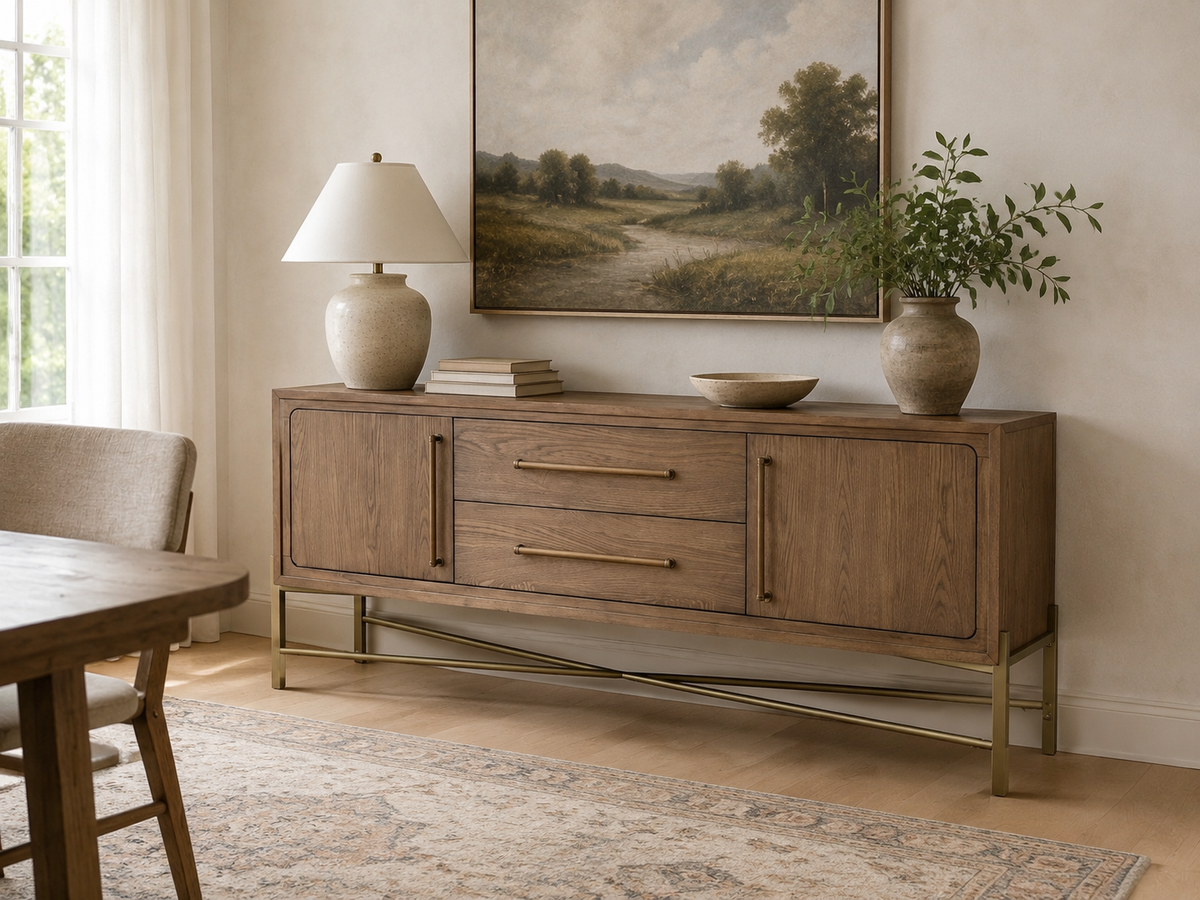 Hollis 72” Sideboard in Weathered Caramel Oak