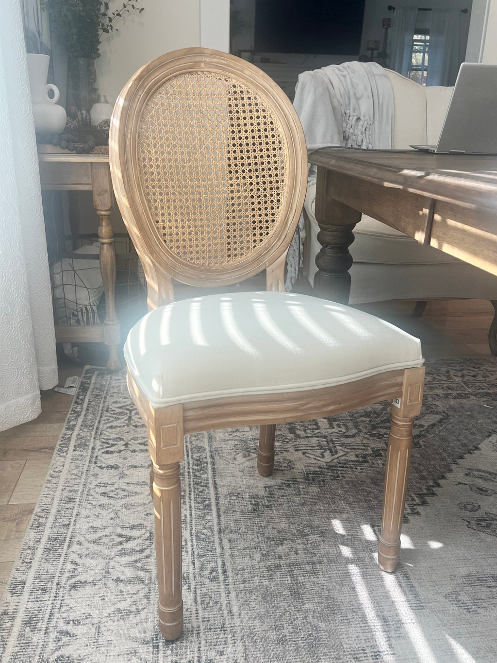 Rattan back dining chairs