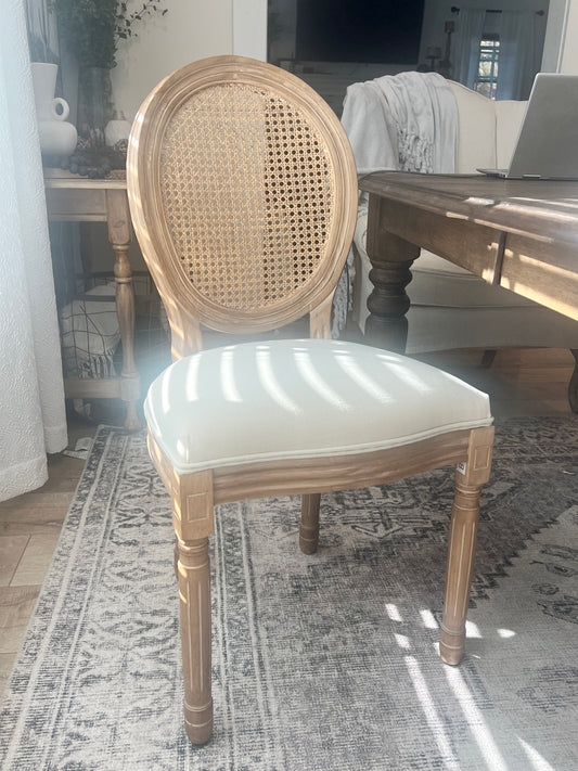 Rattan back dining chairs