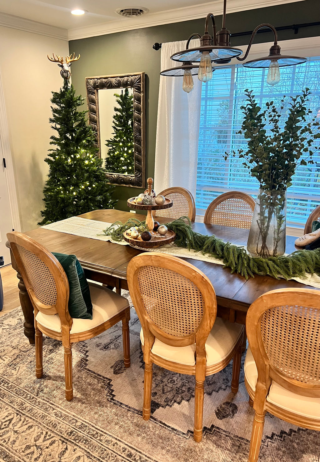 Rattan back dining chairs