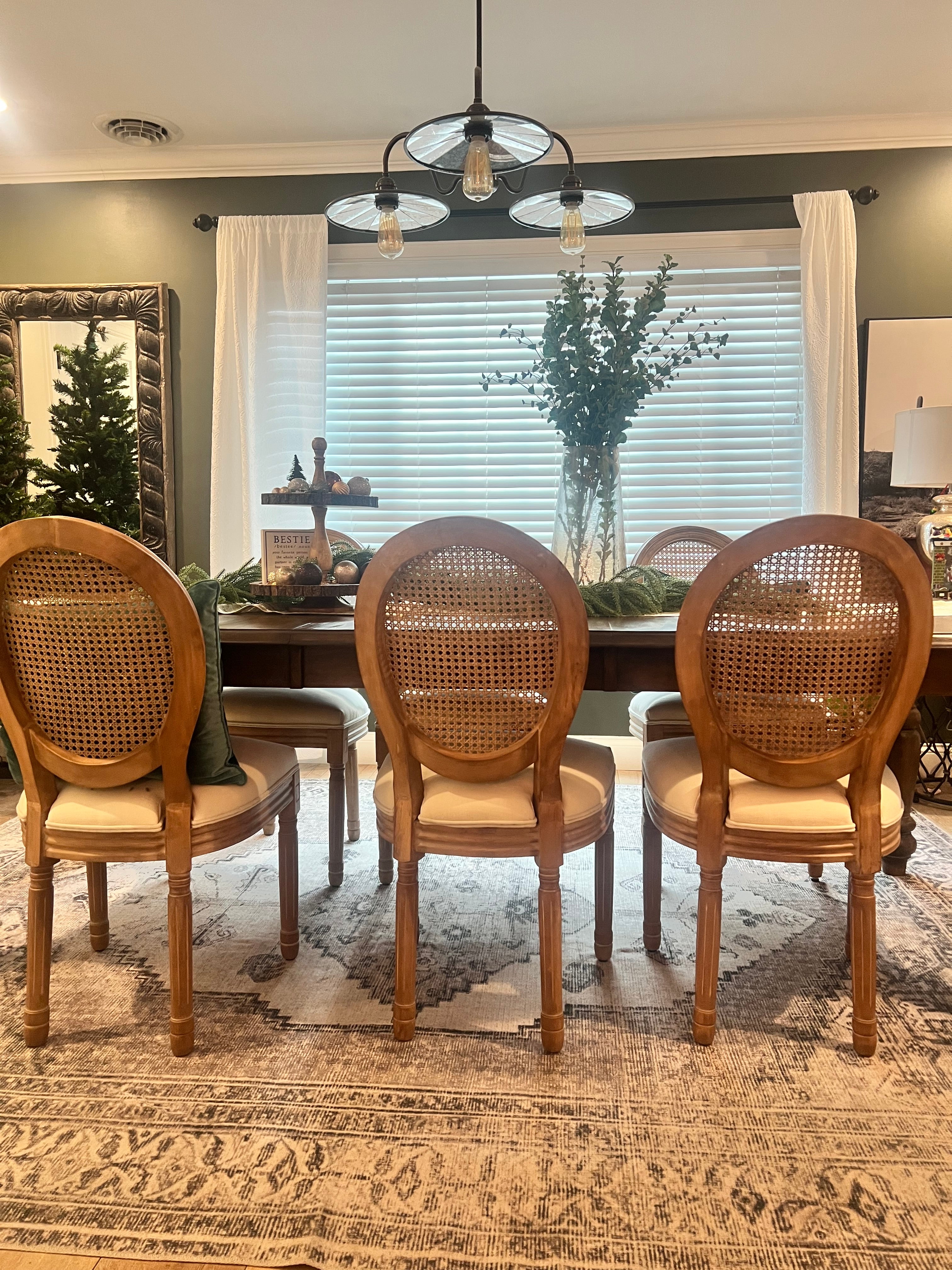Rattan back dining chairs