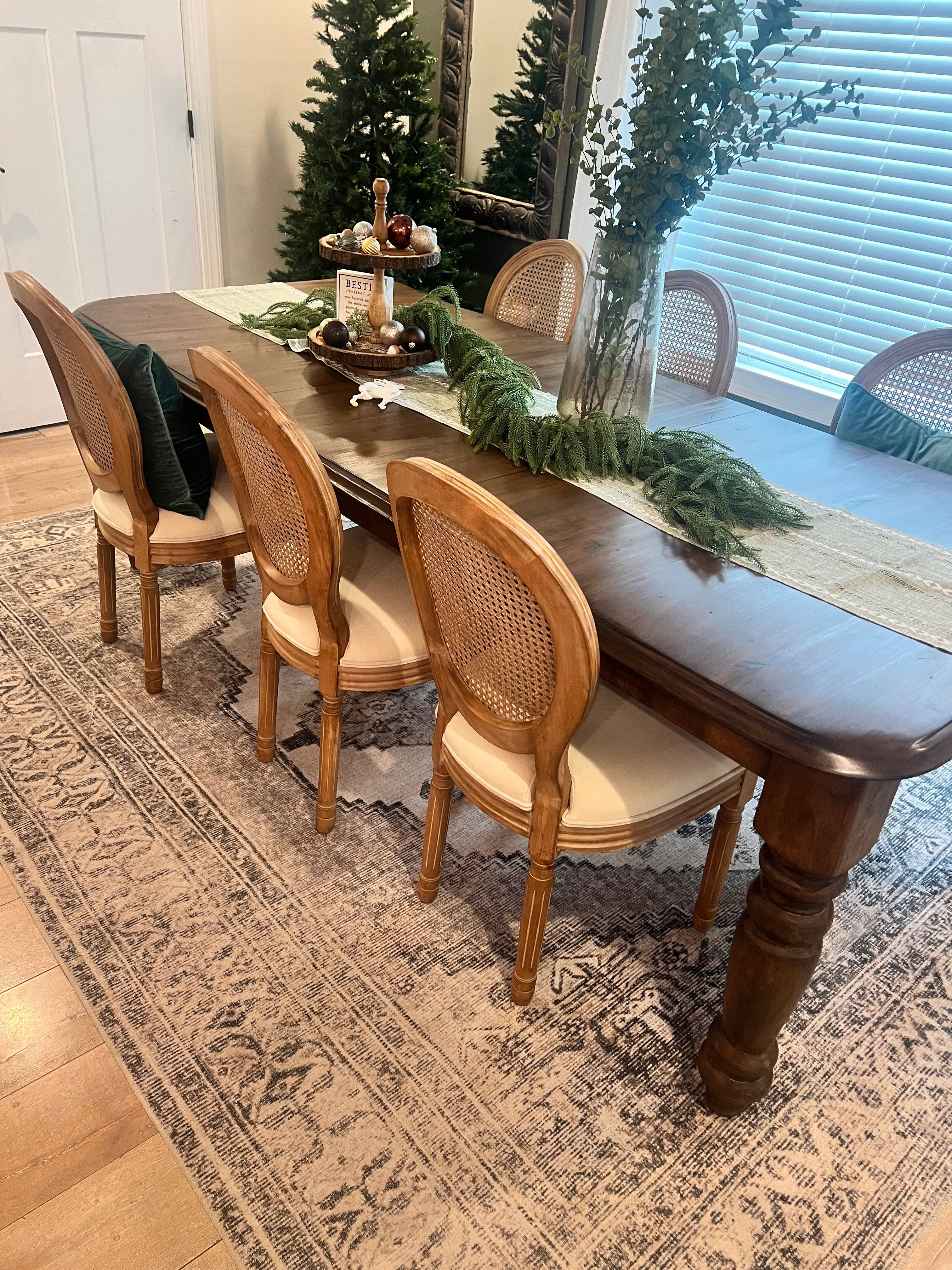 Rattan back dining chairs