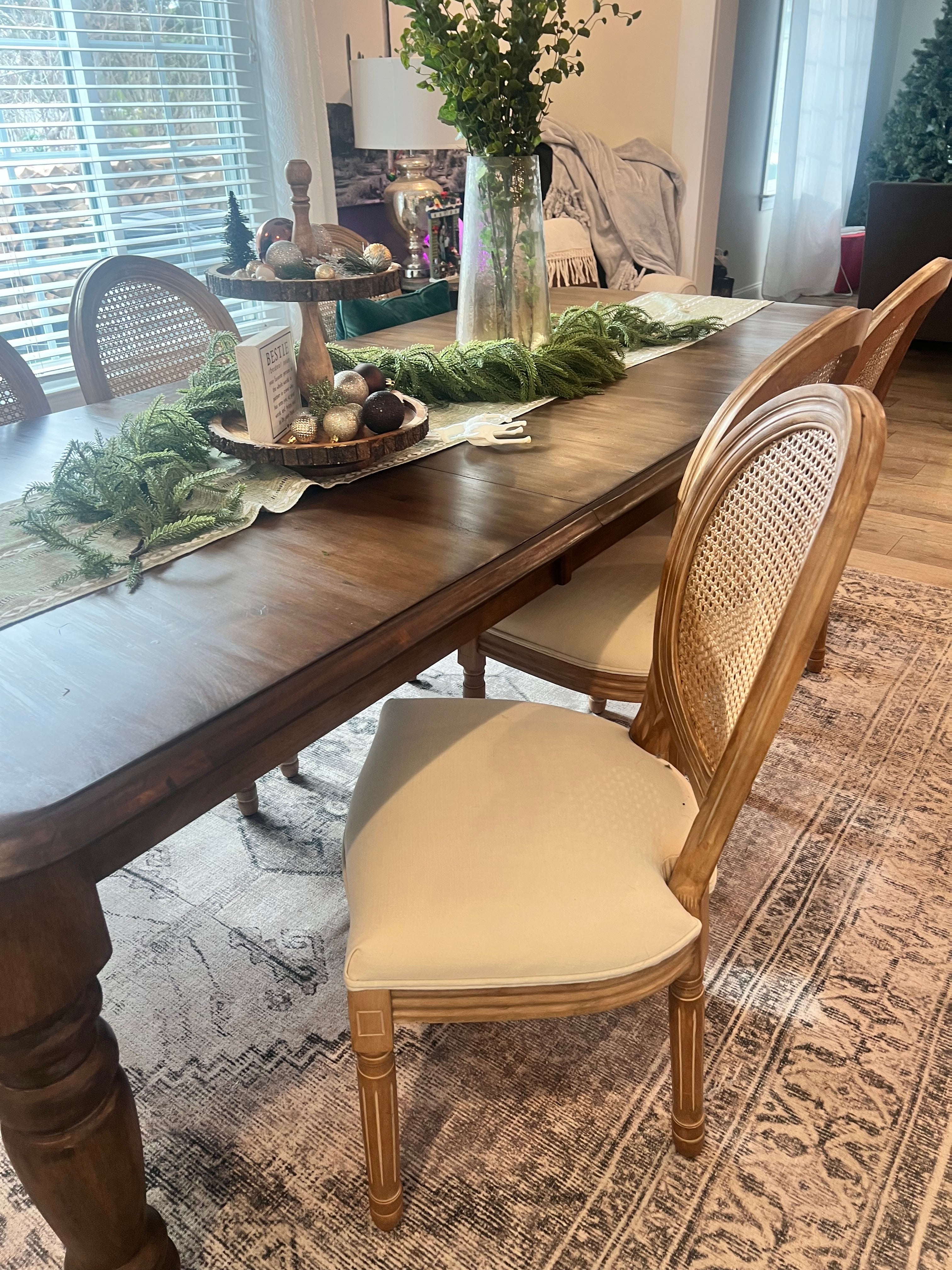 Rattan back dining chairs