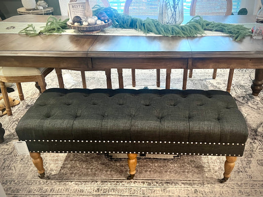 Button tufted upholstered accent bench