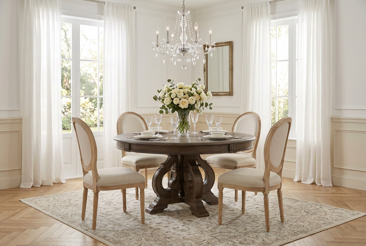 The Rosalie 60″ Round Pedestal Dining Table