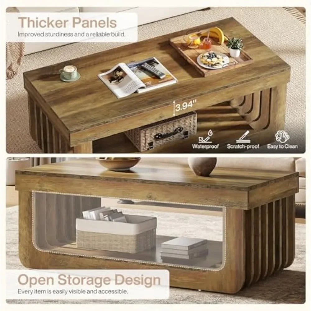 Farmhouse Coffee Table with Storage – 47” Rectangular