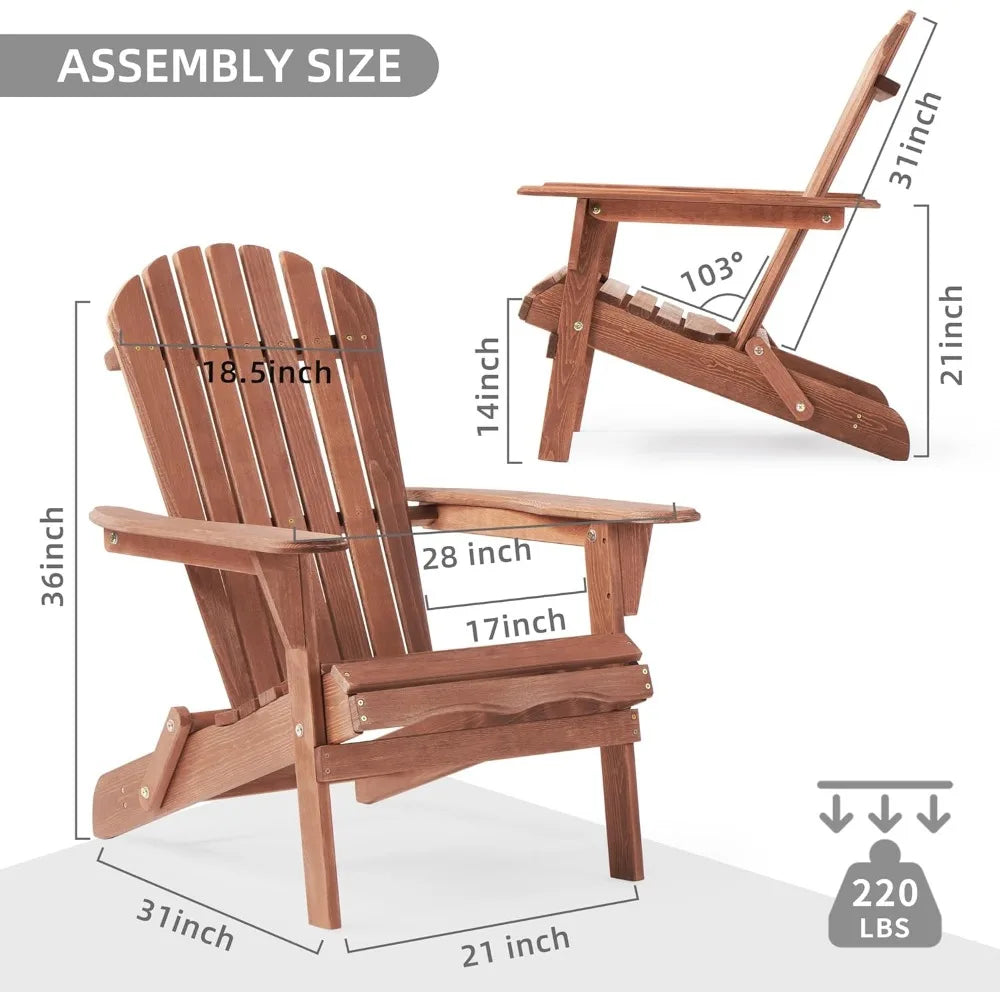Outdoor Folding Adirondack Chair Set of 2