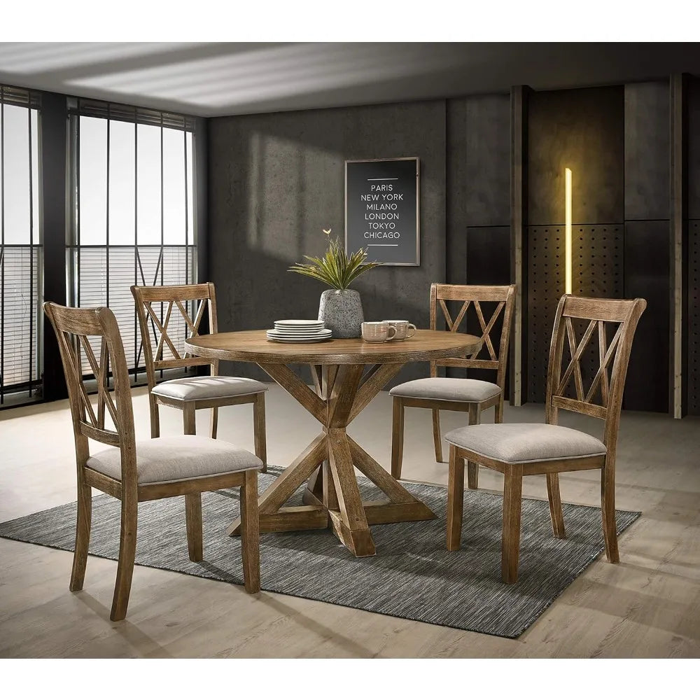 Farmhouse Round crossbar base dining set
