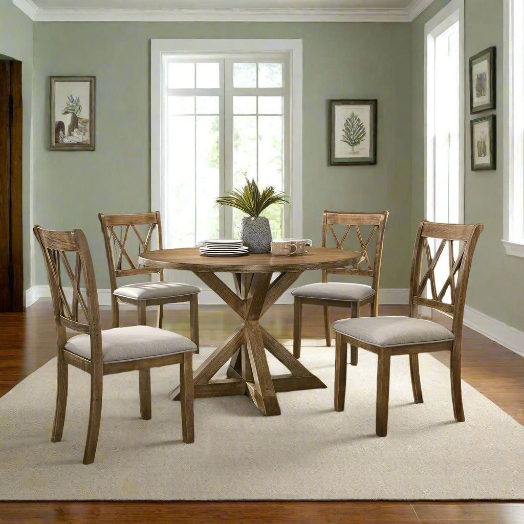 Farmhouse Round crossbar base dining set