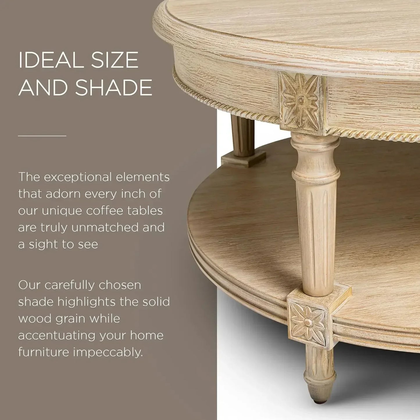 Pullman Large Curved 2-Tier Round Coffee Table – Classic Wooden Design with Shelf Storage