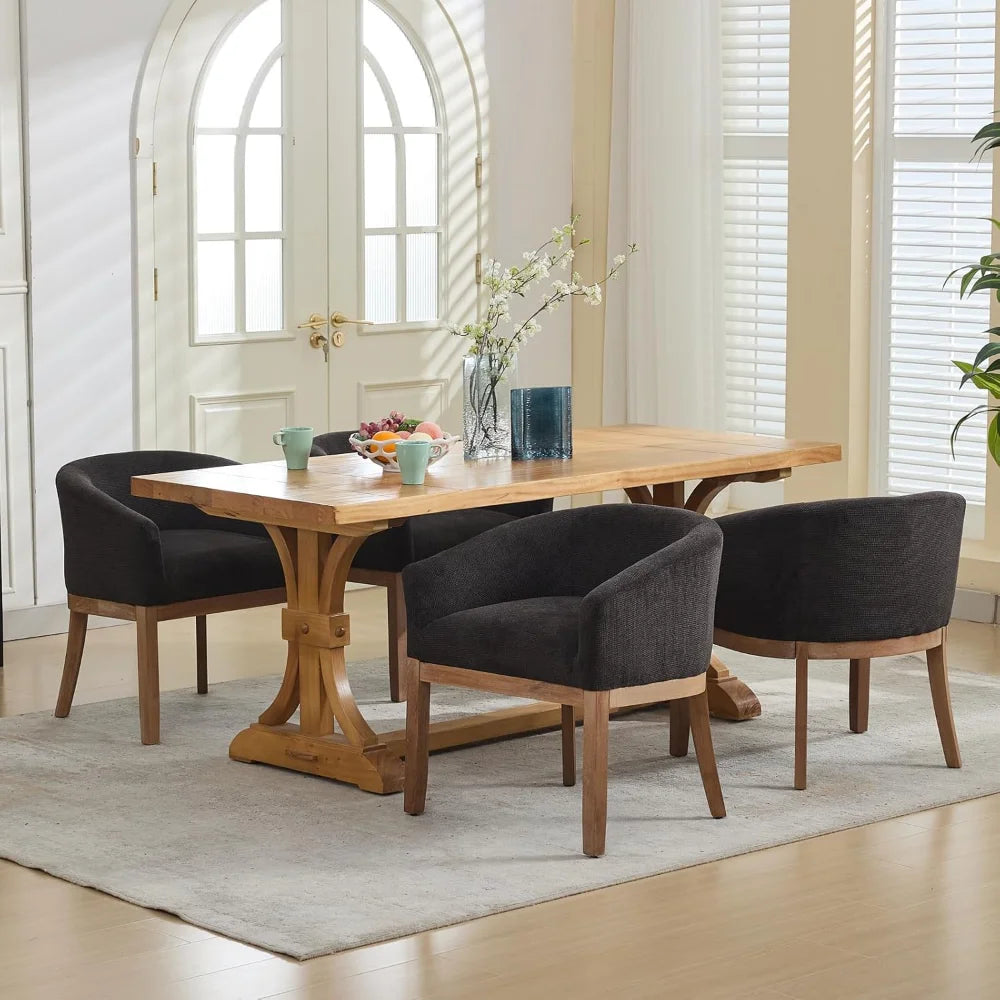 Set of 4 Mid-Century Modern Upholstered Dining Chairs with Arms