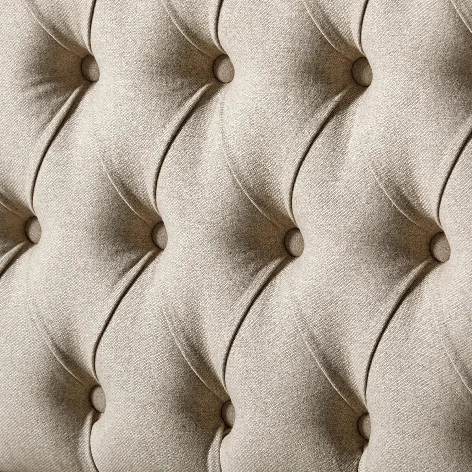 Transitional King Bed Frame – Upholstered Tufted Headboard & Elegant Wood Details”