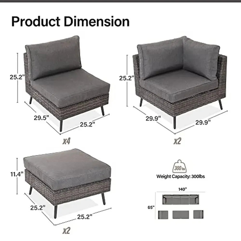 8- Piece Modern Outdoor Sectional Patio Furniture Set