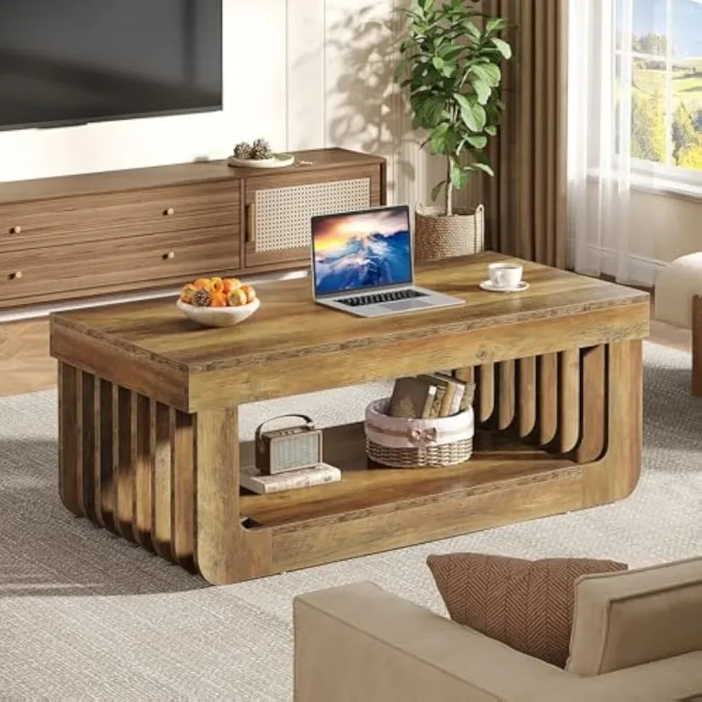 Farmhouse Coffee Table with Storage – 47” Rectangular