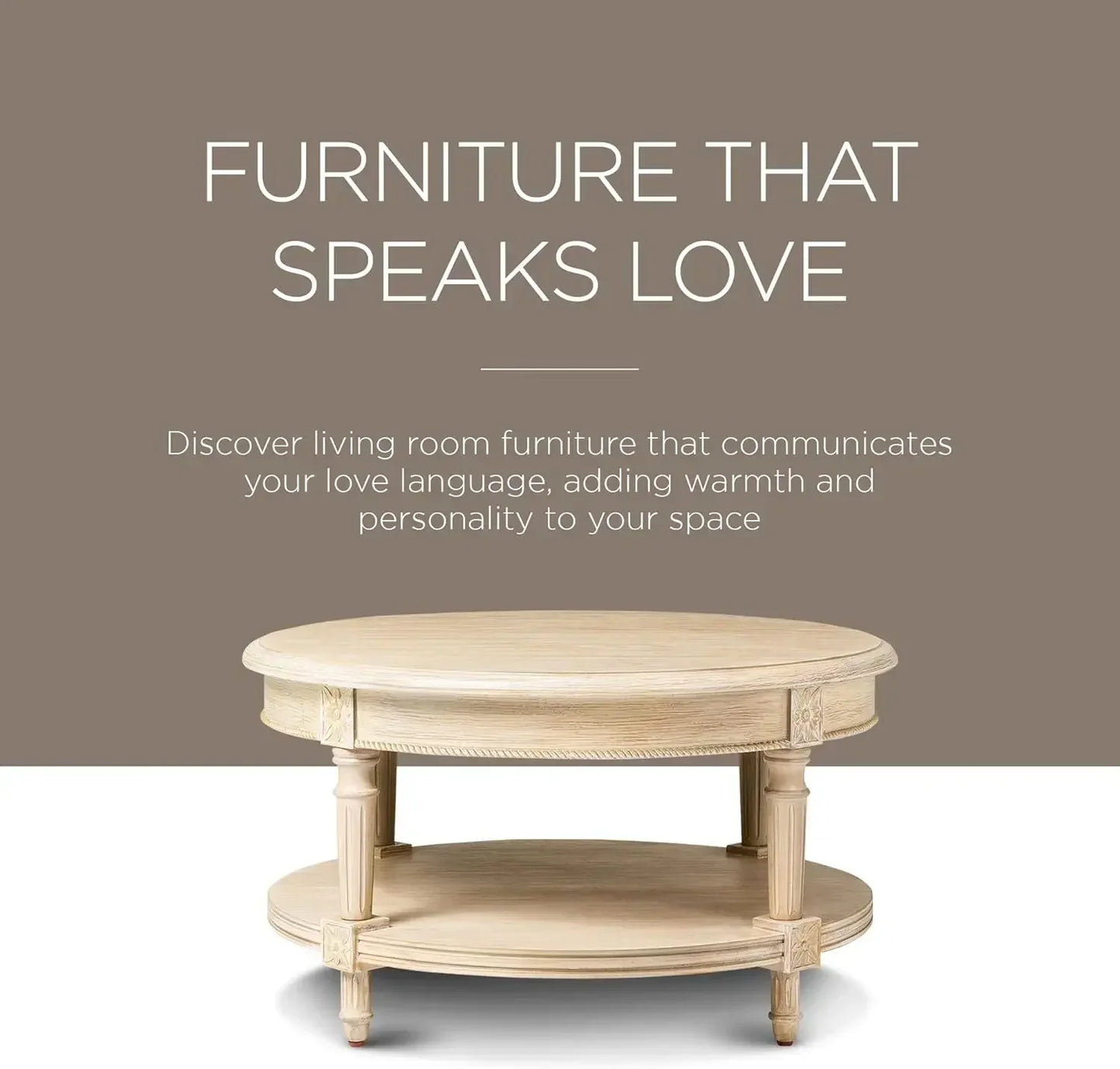 Pullman Large Curved 2-Tier Round Coffee Table – Classic Wooden Design with Shelf Storage