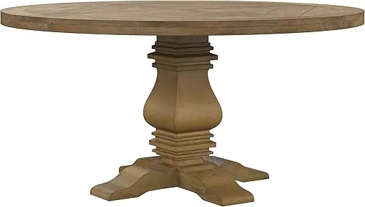Hearthside Round Farmhouse Pedestal Dining Table – Pine Wood”