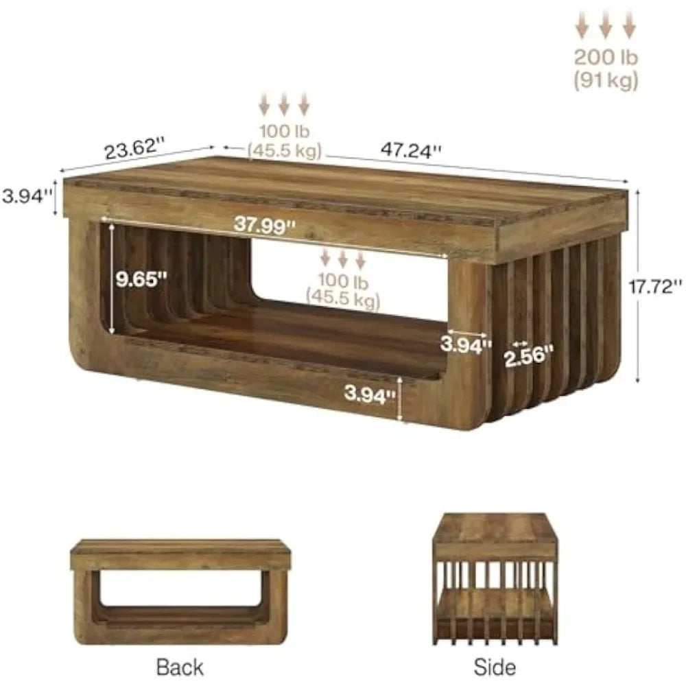 Farmhouse Coffee Table with Storage – 47” Rectangular