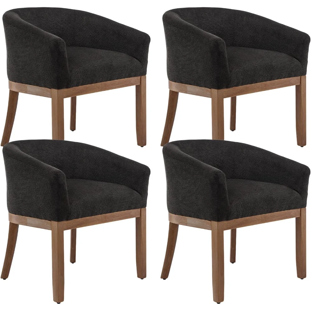Set of 4 Mid-Century Modern Upholstered Dining Chairs with Arms