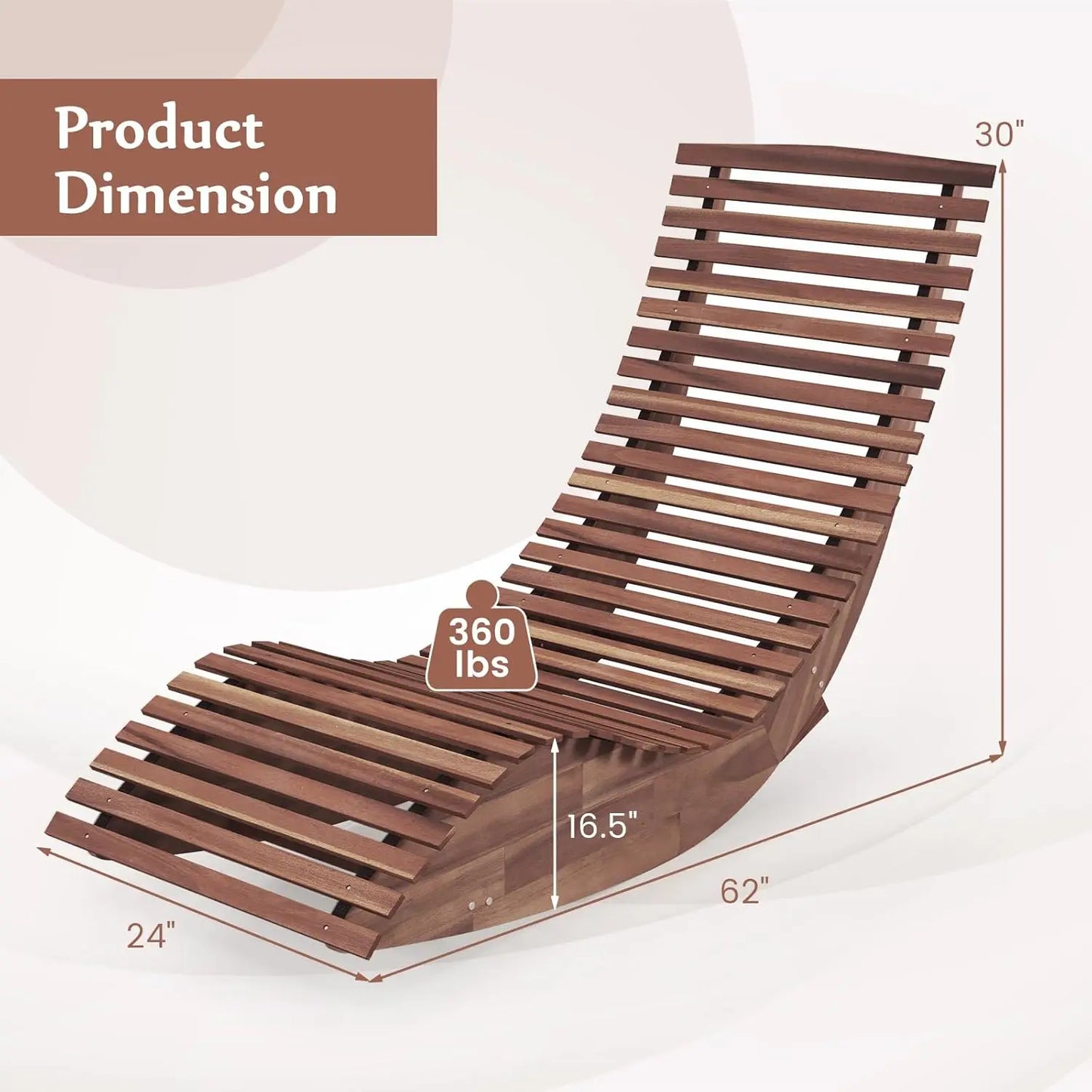 Set of 2 Acacia Wood Outdoor rocking chaise Loungers