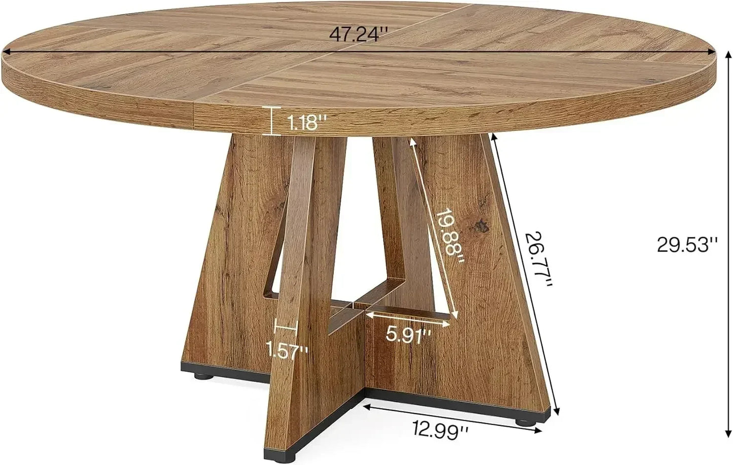 “Willow Creek Round Farmhouse Dining Table – Solid Wood”