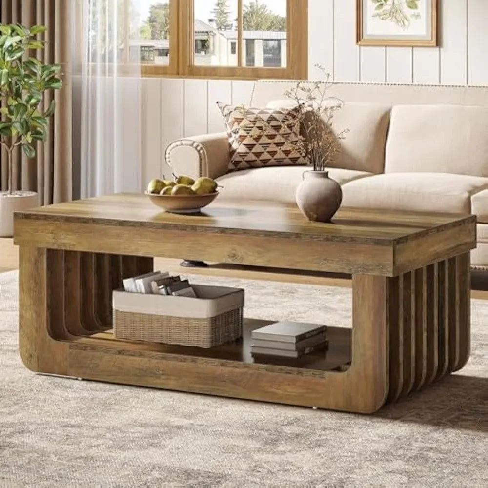 Farmhouse Coffee Table with Storage – 47” Rectangular