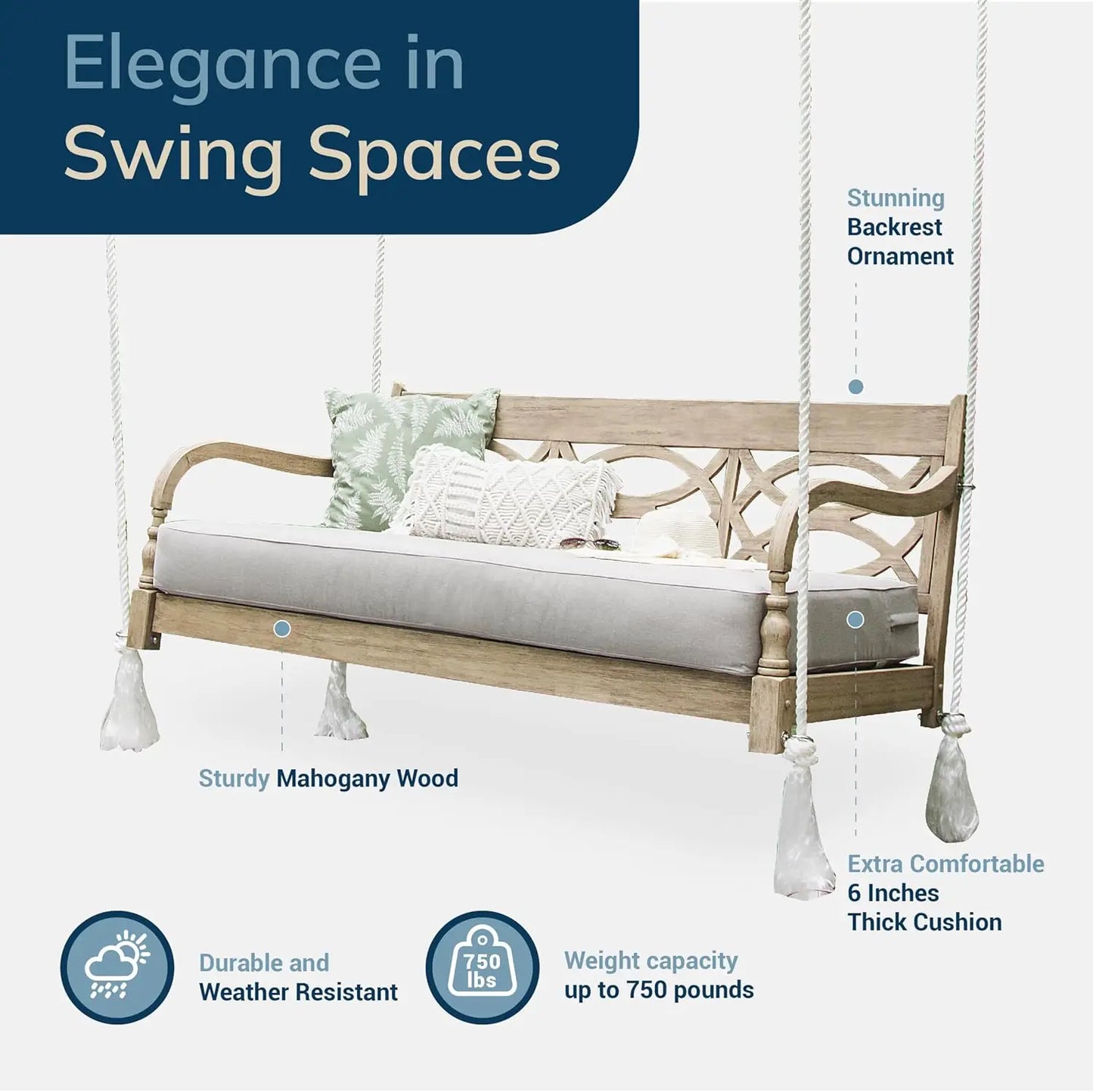 Solid Mahogany Outdoor Swing Daybed