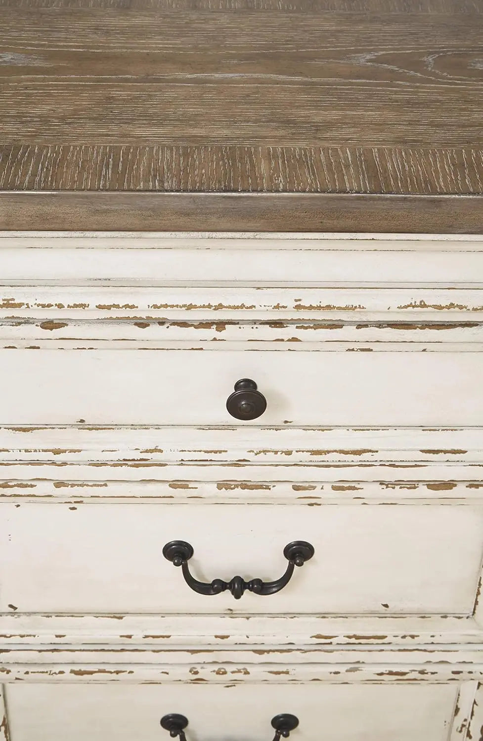 Realyn French Country Distressed Dining Buffet & Server – Chipped White Finish