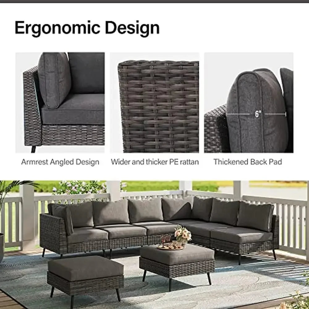 8- Piece Modern Outdoor Sectional Patio Furniture Set