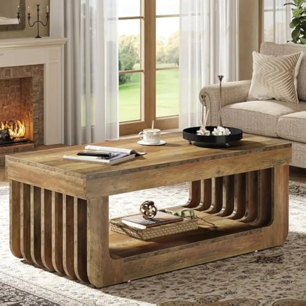 Farmhouse Coffee Table with Storage – 47” Rectangular