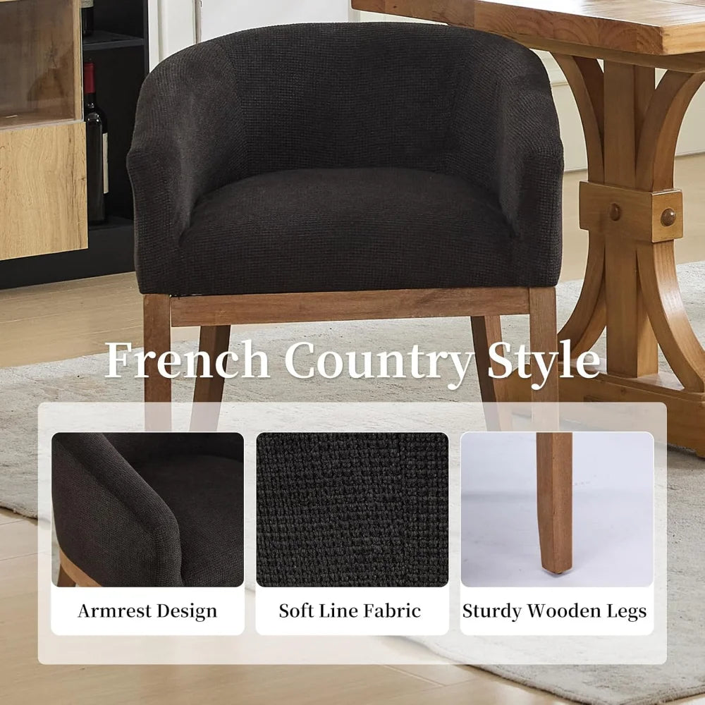 Set of 4 Mid-Century Modern Upholstered Dining Chairs with Arms