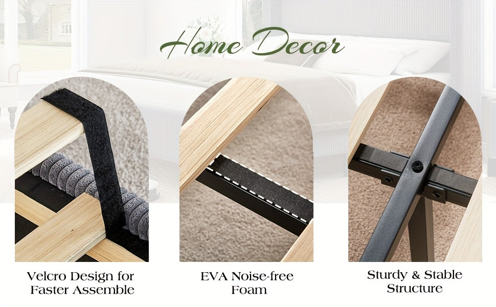 Upholstered Wingback Platform Bed Frame