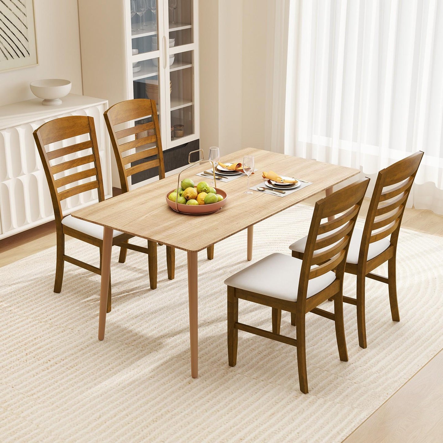 Hartwell Farmhouse Dining Chairs (Set of 4) | Slatted Back & Upholstered Seat