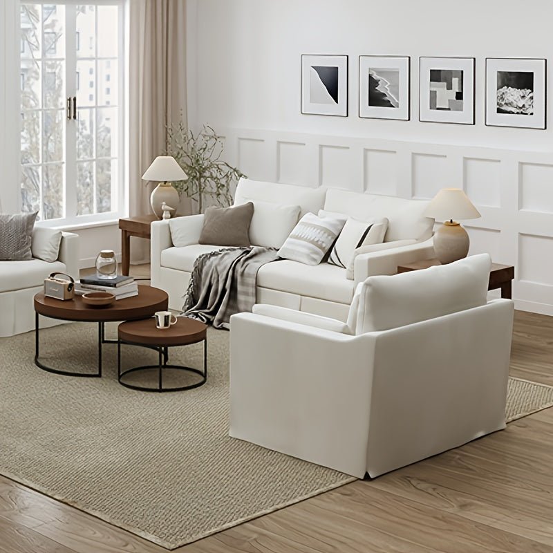 The Linden 84” Modern Loveseat — Slipcover Style - solid wood furniture by Chic Woods
