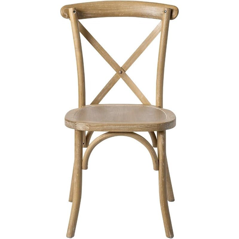 Heritage Cross - Back Dining Chair in Natural + White Grain by Chic Woods - solid wood furniture by Chic Woods
