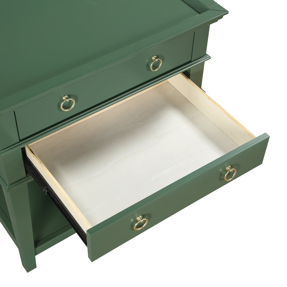 Evermere Vintage Green Nightstand | Tray-Top 2-Drawer Design