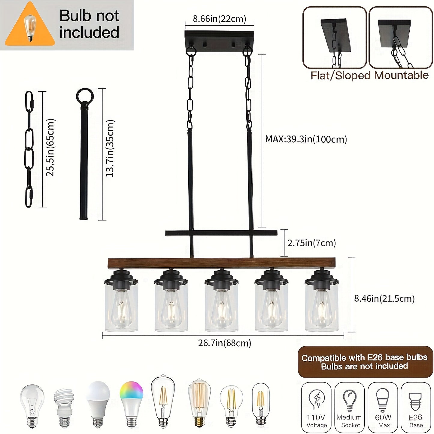 Ridgewood Rustic Barrel Chandelier – Semi-Flush Mount”