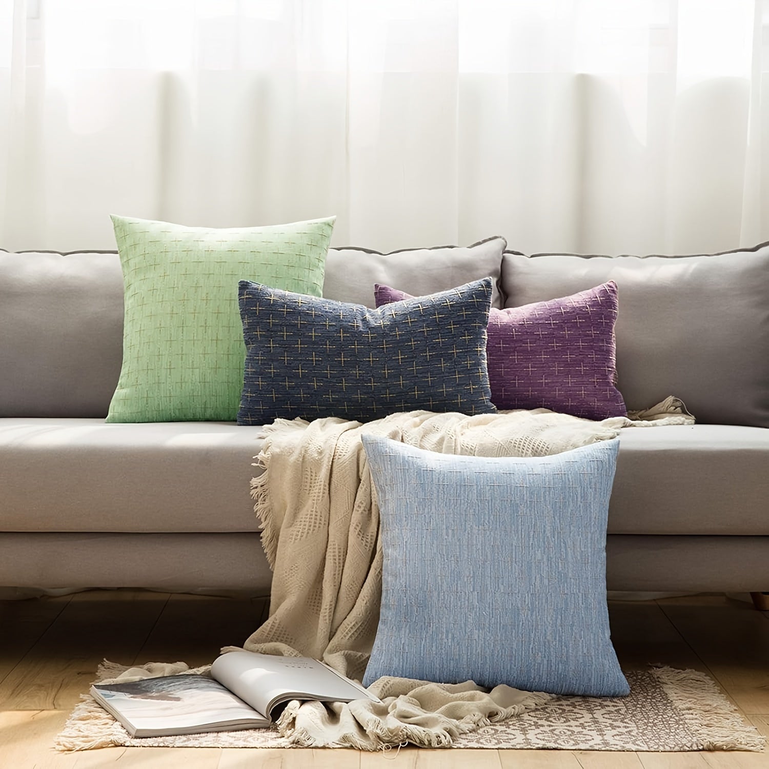 Cross-stitch Decorative throw Pillow Cover