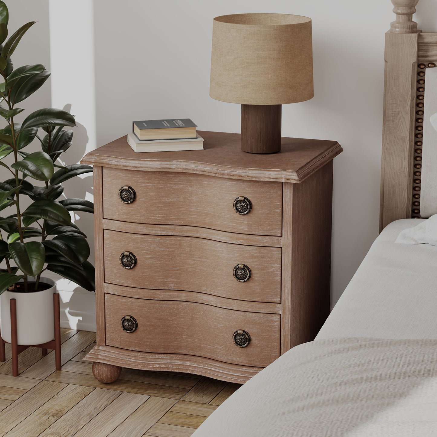 Harrington Farmhouse 3-Drawer Nightstand