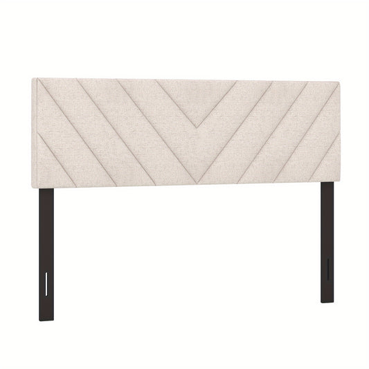 Linen Upholstered Queen Headboard – Beige