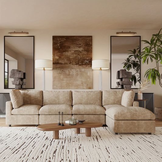 Montclair 134” Modular Lounge Sofa | Oversized L-Shape with Ottoman