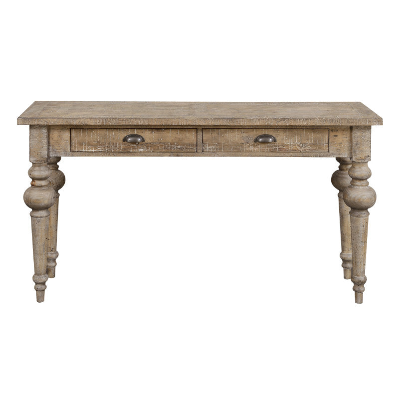 Taupe Sofa Table - Rustic Modern Console Table with Turned Legs, No Assembly Required, Easy-Clean Durable Non-Wood Material, Sandstone Buff/Taupe, 54"W x 17"D x 30"H (≥27" Height) for, Entryway, Hallway Furniture