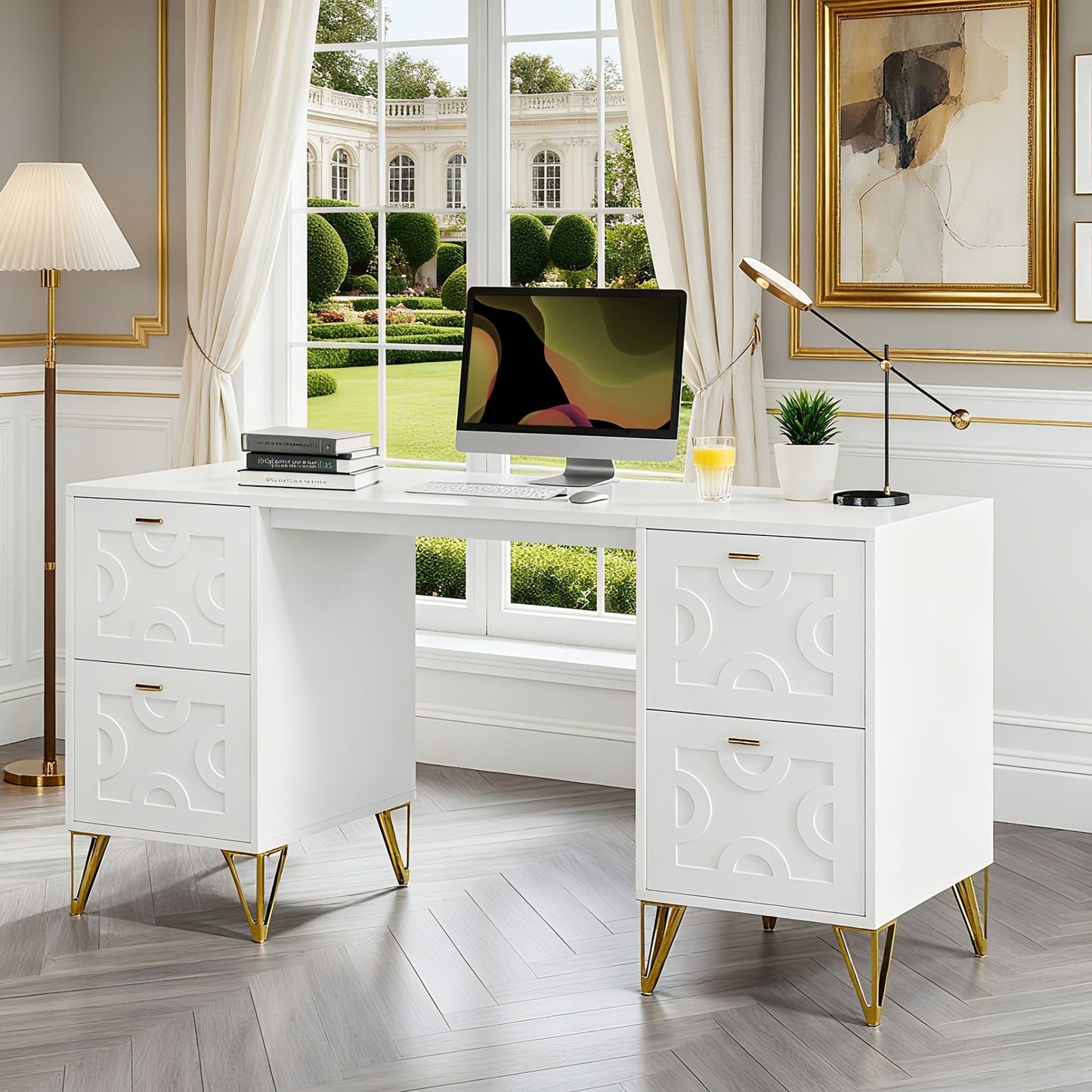 Chic Woods Home Collection — The Camden 59” Work Desk - solid wood furniture by Chic Woods
