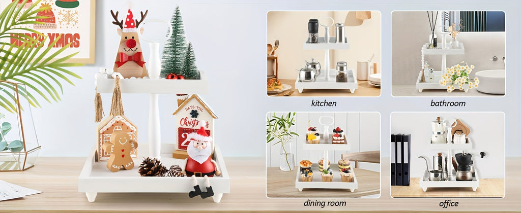 Farmhouse Wooden 2 Tiered Tray