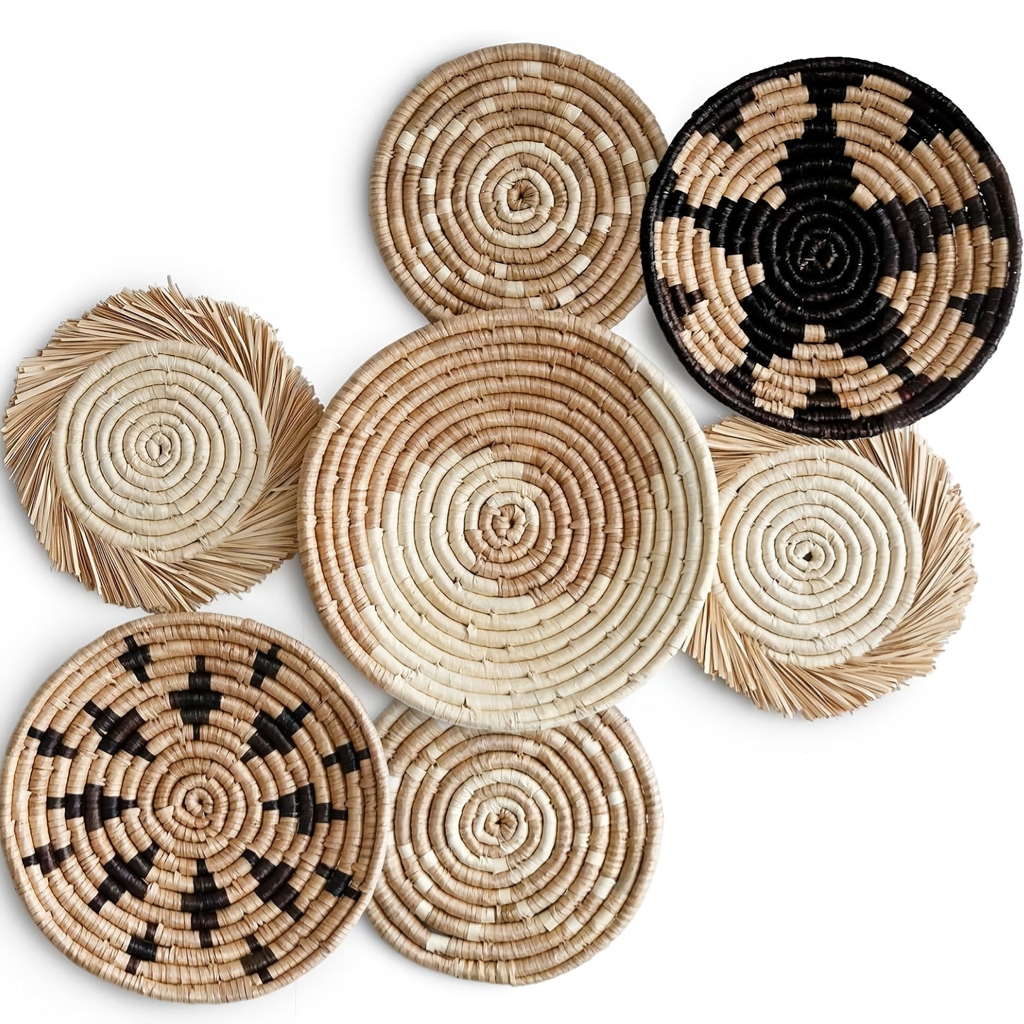 Seagrass Boho Hanging Woven Wall Basket Decor Set
