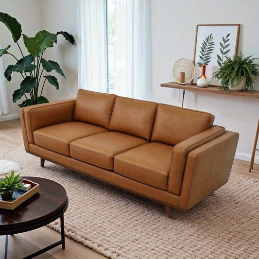 Langston Mid-Century Leather Sofa | Genuine Leather Upholstery