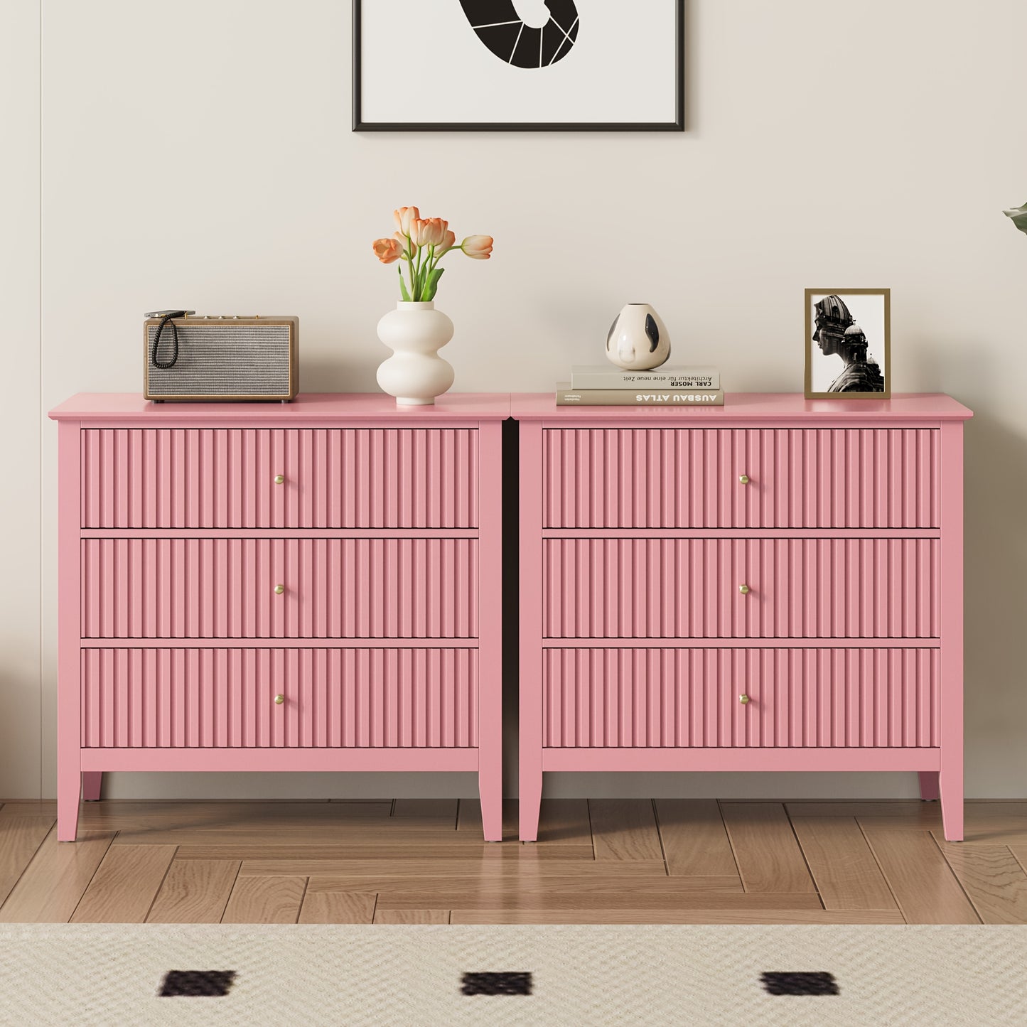 30″ Fluted Nightstand Collection — Sleek Storage Chests in Multiple Finishes