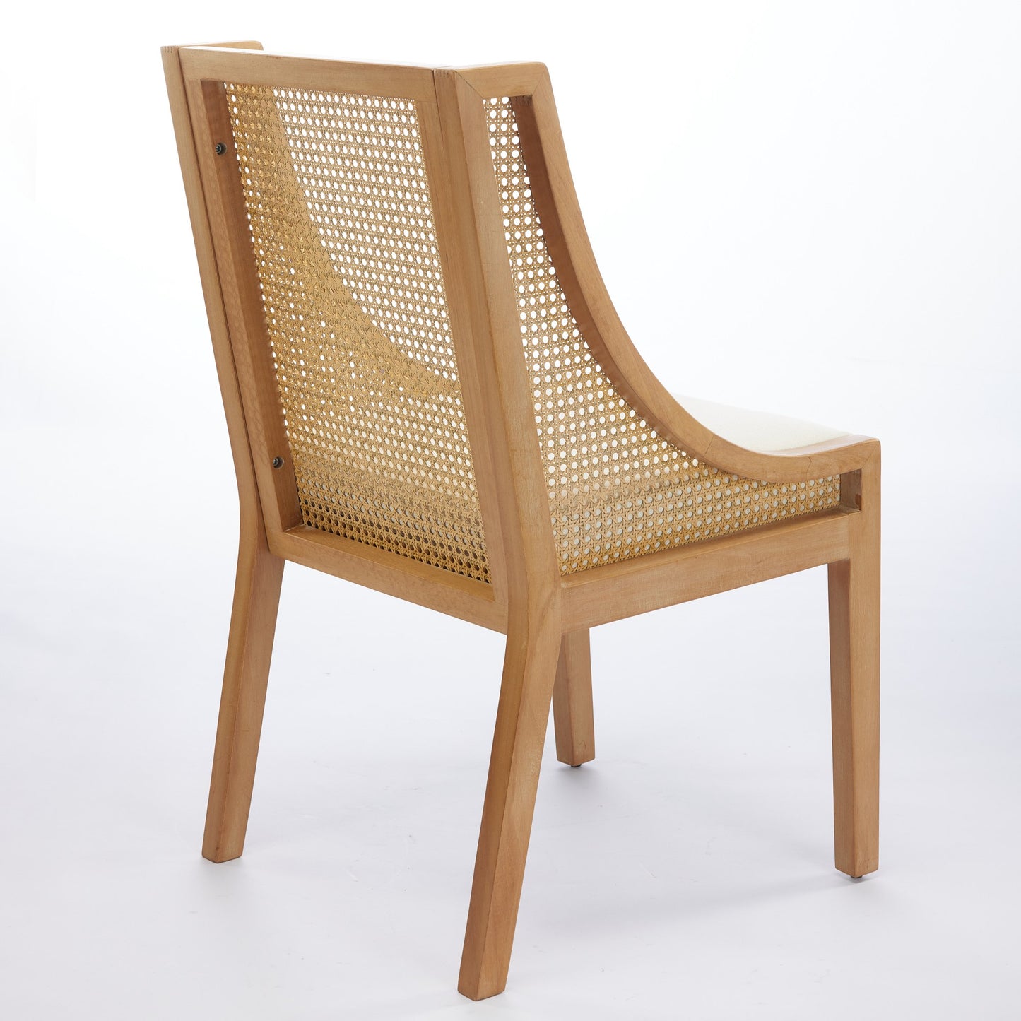 Camden Rattan Dining Arm Chair | Solid Wood Frame with Linen Seat