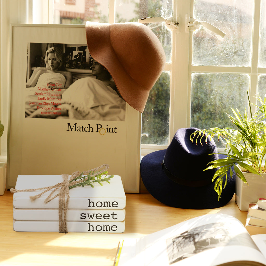 Home Sweet Home Wooden Book Stack – Farmhouse Charm”