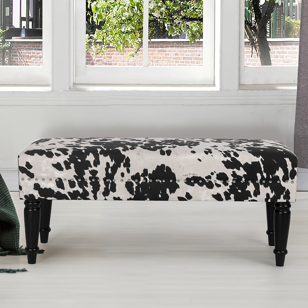 Cow Hide decorative accent bench