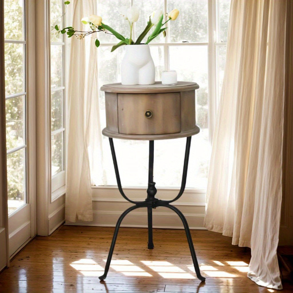 Round Wooden Accent Table